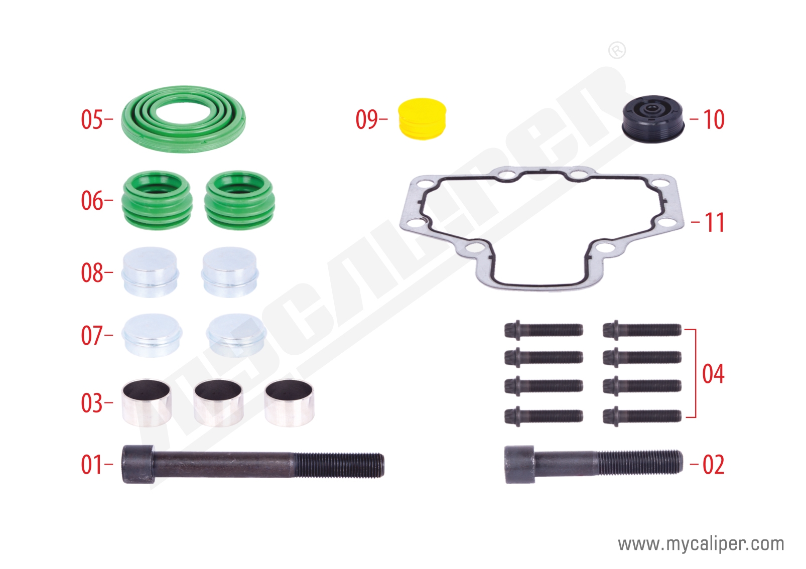 Caliper Bolts, Seals & Gasket Repair Kit