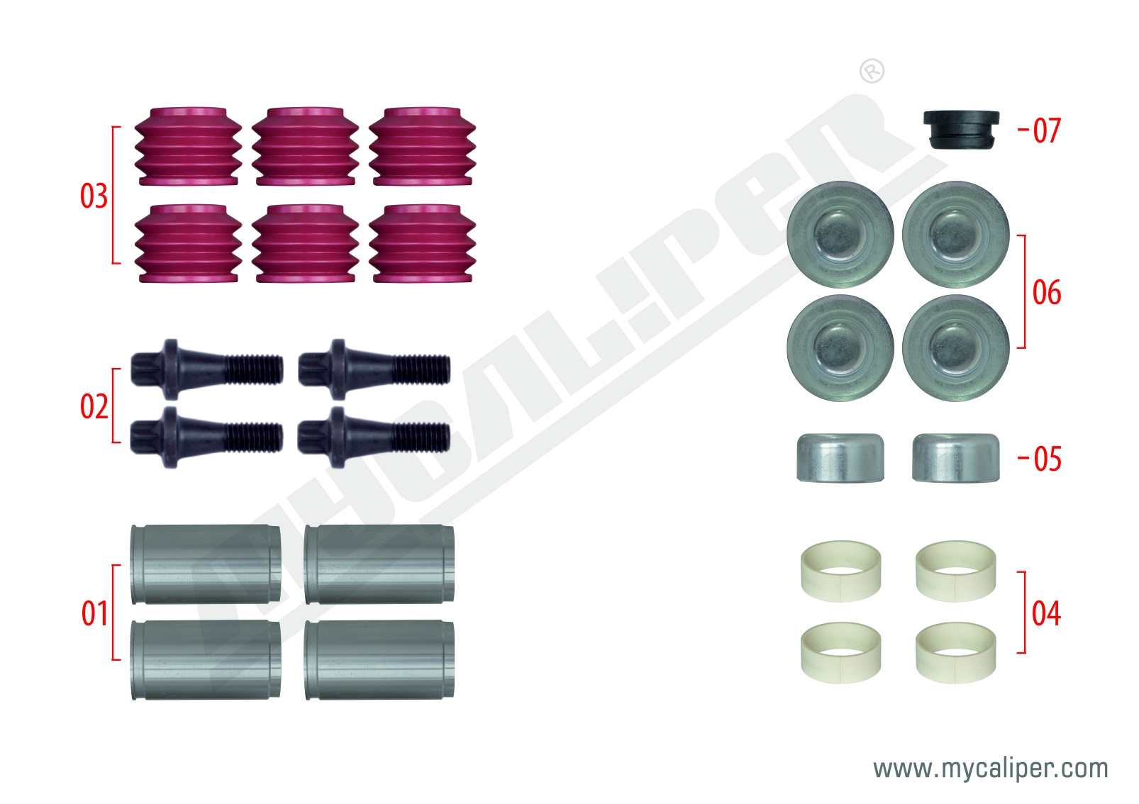 Caliper Guide & Seals Repair Kit