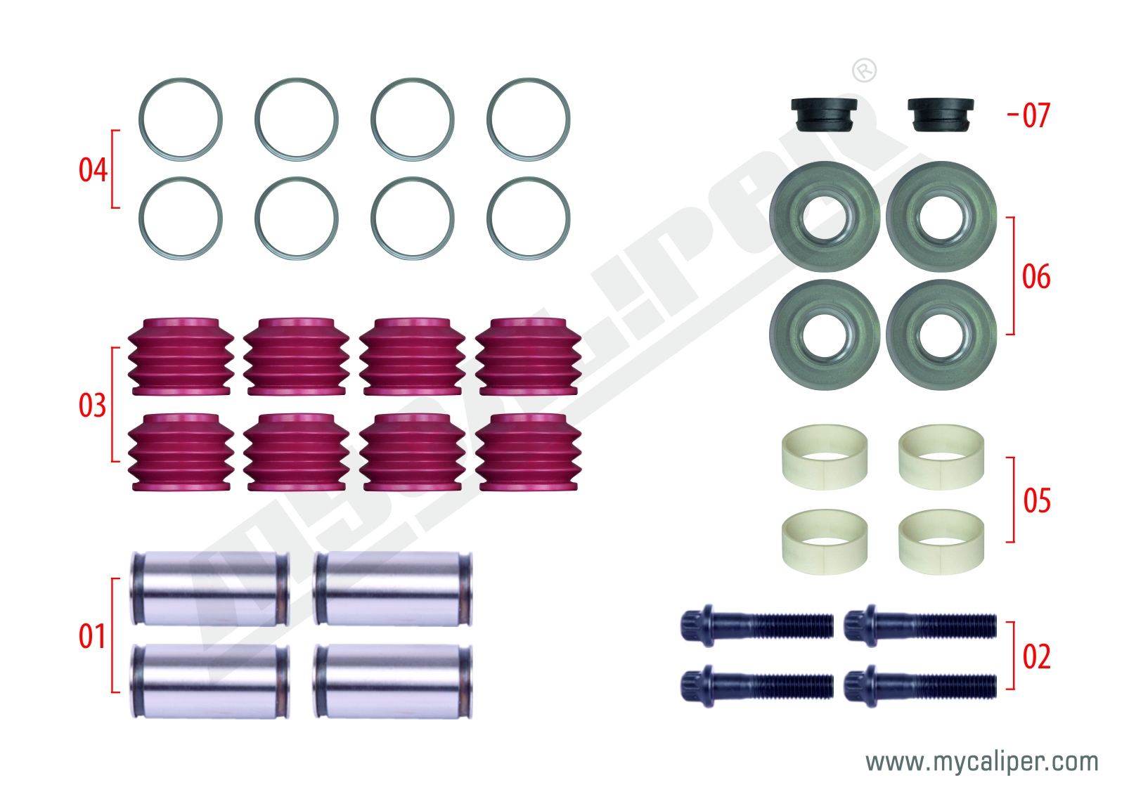 Caliper Guide & Seals Repair Kit