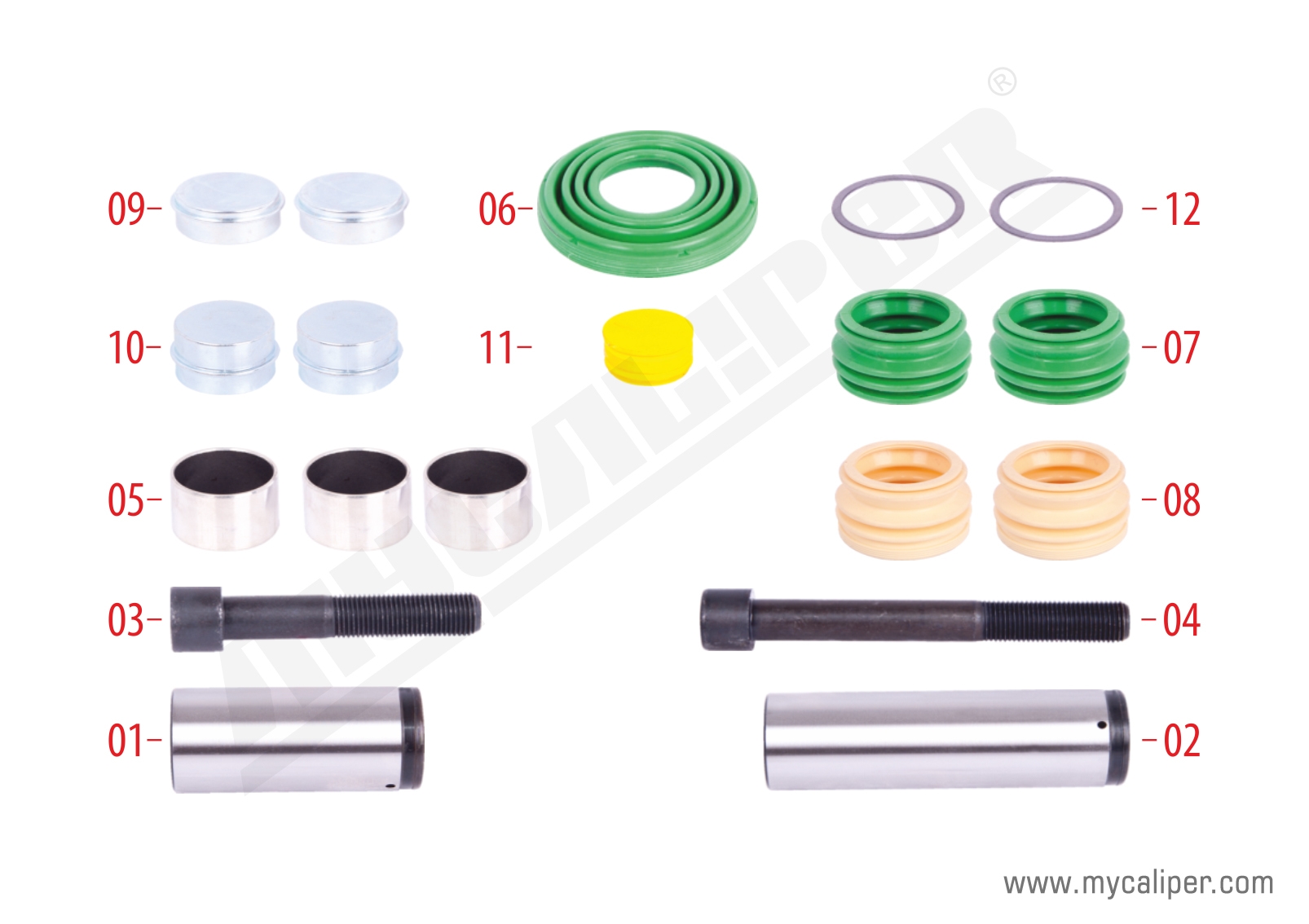 Caliper Guides & Seals Repair Kit