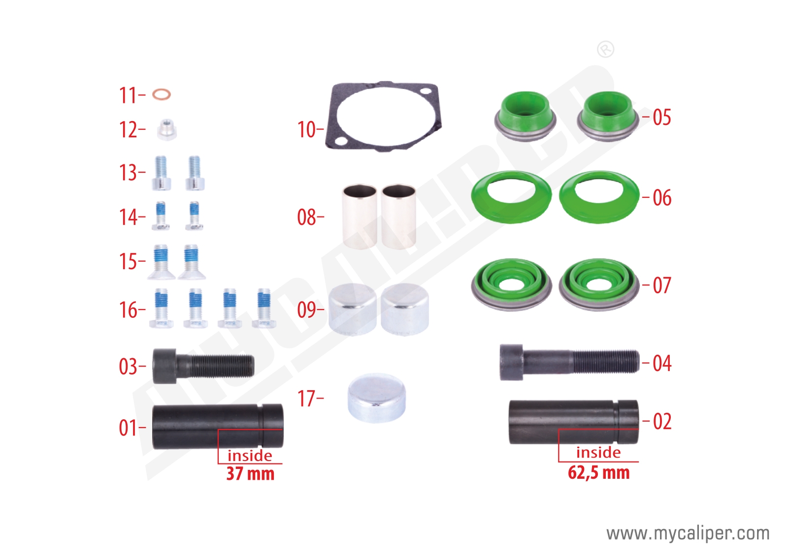 KIT GUIAS, CASQUILLOS Y GUARDAPOLVOS