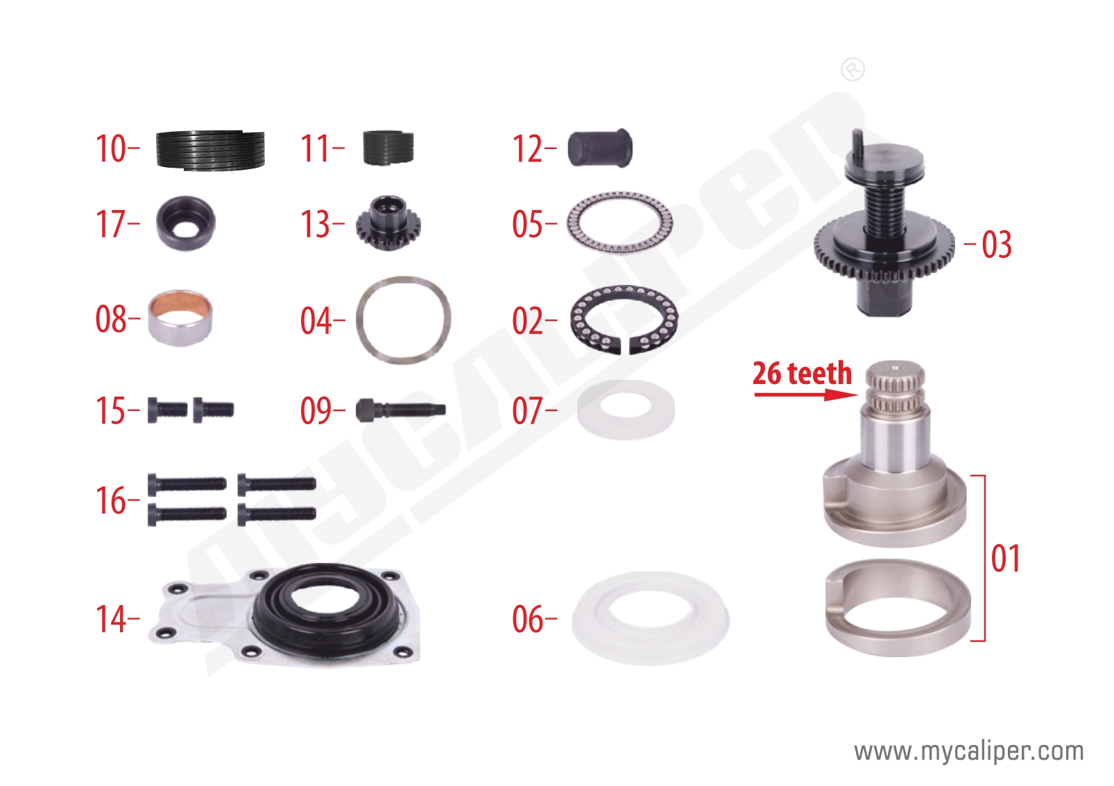 Caliper Overhaul Repair Kit (Front - Left)