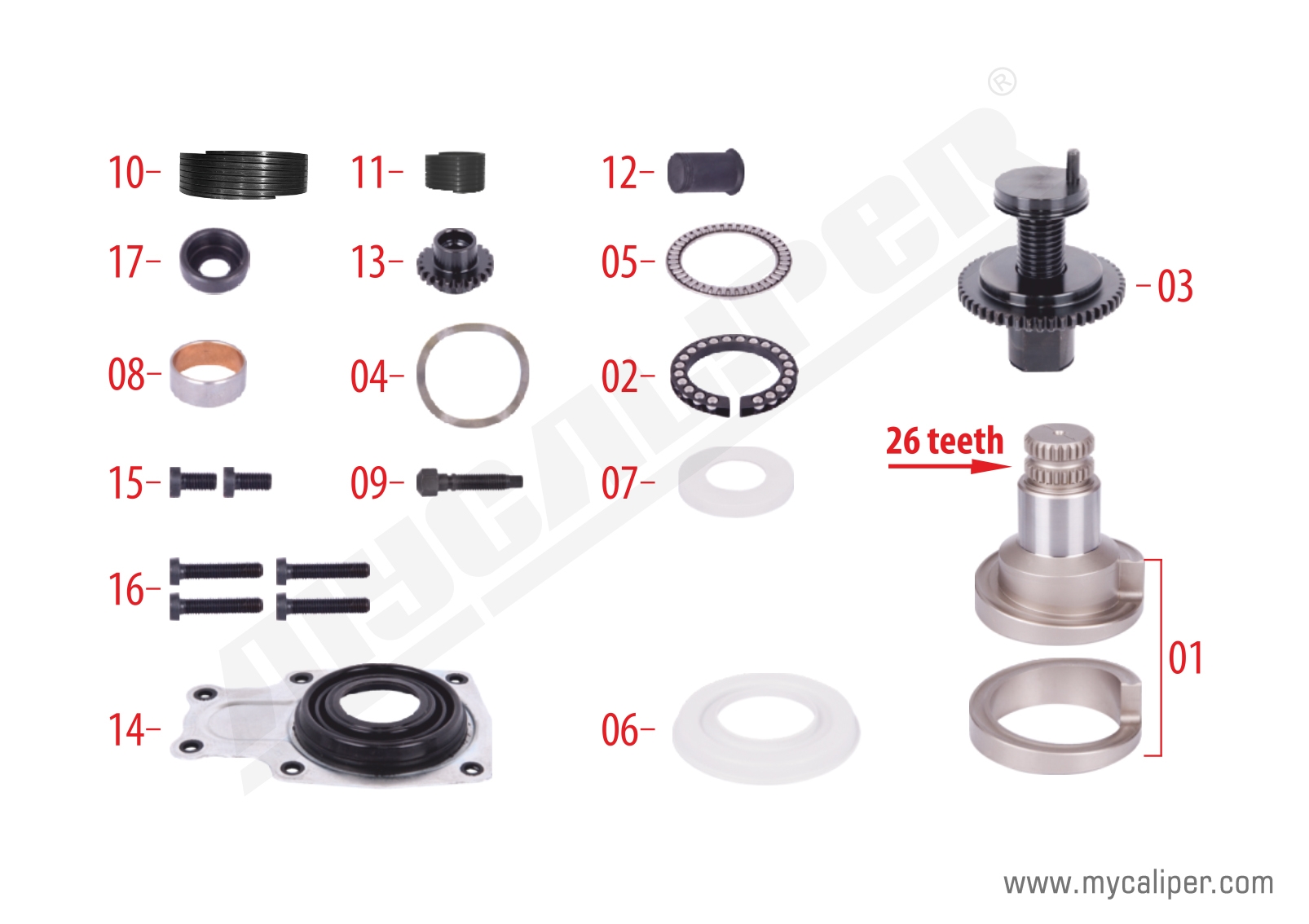 Caliper Overhaul Repair Kit (Front - Right)